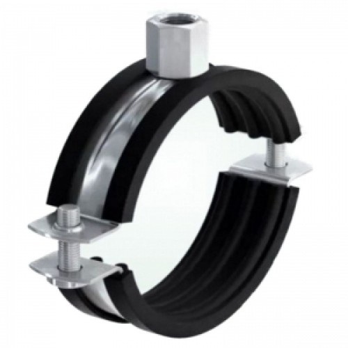 Csőbilincs 132 - 137 mm kétcsavaros, horganyzott acél, gumibetétes, M8/M10 csatlakozó menettel