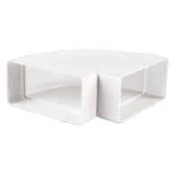 Műanyag (PVC) légcsatorna 90°-os vízszintes könyök 55 x 110 mm