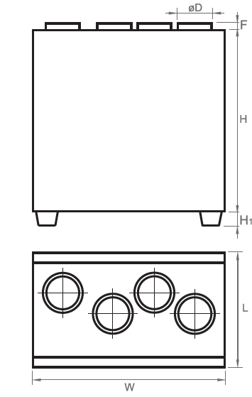 HRS V EKO hővisszanyerő - geometriai méretek 1