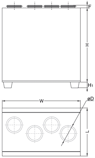 HRS-R V EKO hővisszanyerő - geometriai méretek 1