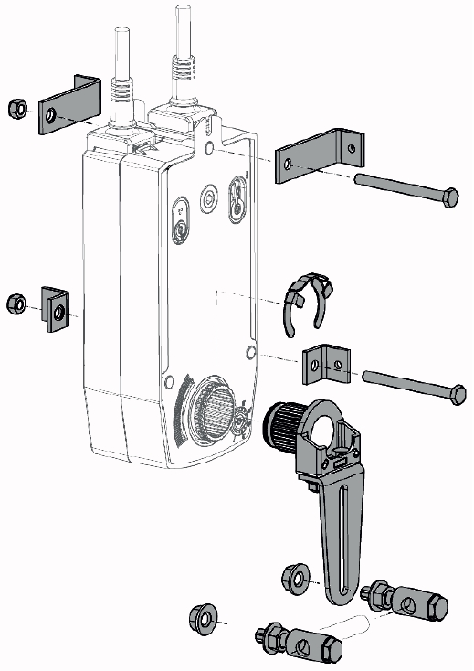 ZG-AFB tengelyrögzítő Belimo zsalumozgatókhoz - összeszerelési vázlat
