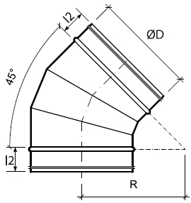 Gumitömítéses 45 fokos szeletes könyökidom (1)