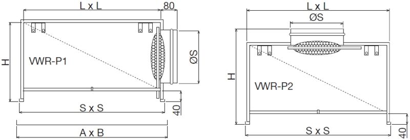VWR-P csatlakozó doboz - geometriai méretek 1