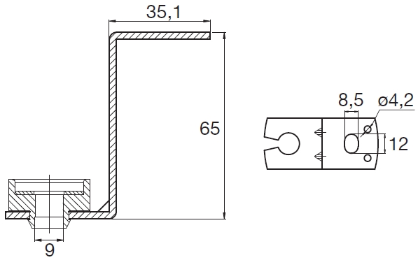 Csatornafüggesztő Z - geometriai méretek